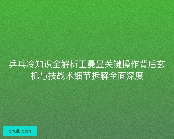 乒乓冷知识全解析王曼昱关键操作背后玄机与技战术细节拆解全面深度
